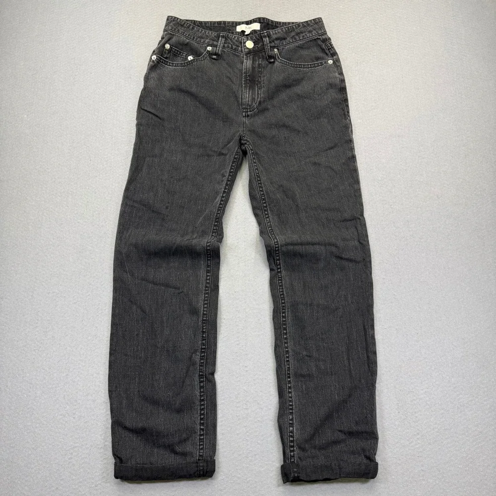 Tibi Sid Jean High Rise Relaxed Straight Leg Faded Black Denim Pants Size 24